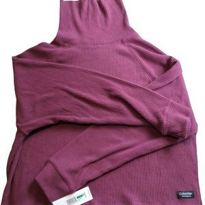 Calvin Klein Performance Ribbed Long-Sleeve Turtleneck Burgundy Size Large